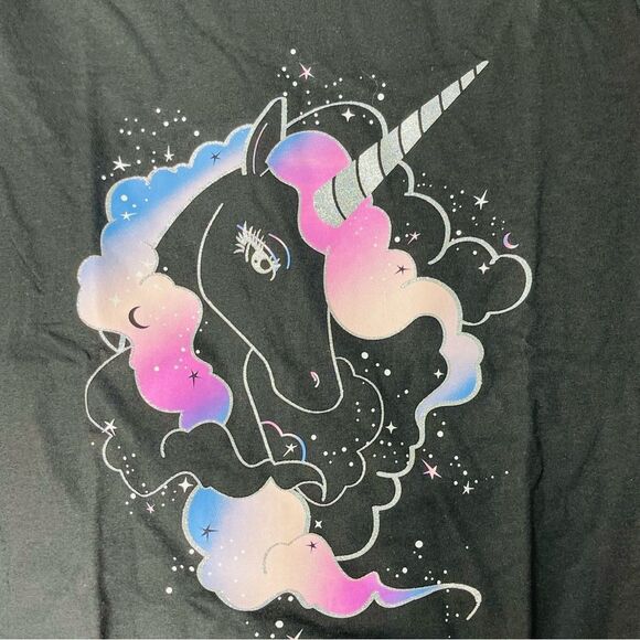 Cat & Jack NWT Unicorn long sleeve Girls Shirt, Size XXL (18) BLACK SHIRT - Picture 4 of 11